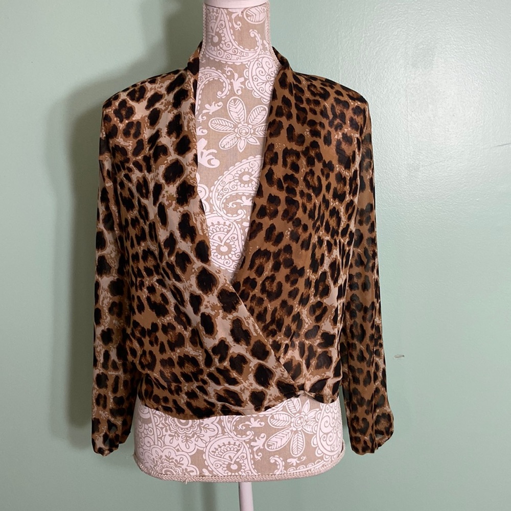 Leopard print sheer top
